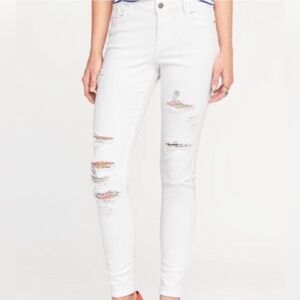 NWT Old Navy Rockstar Mid Rise Super Skinny Lycra Stretch Distressed Jeans Sz 12
